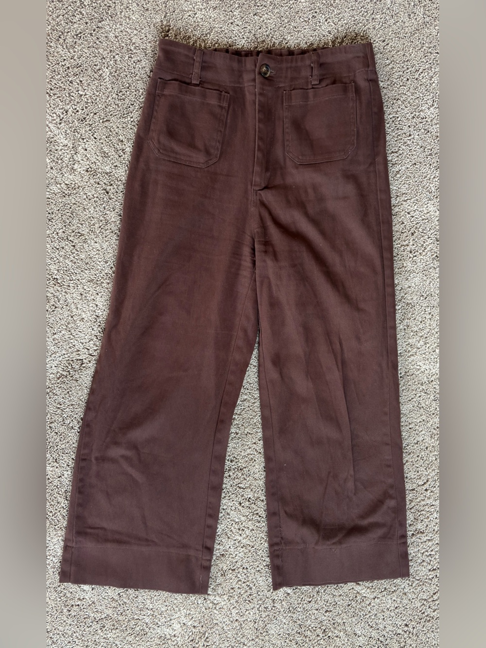 Women’s Cropped Wide-Leg Jeans Ankle Pants — Brown